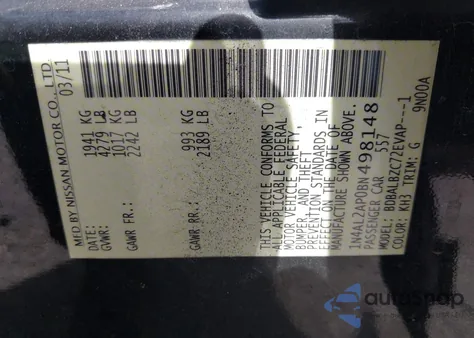 2011 Nissan Altima 2.5 S from USA, damaged, VIN 1N4AL2AP0BN498148